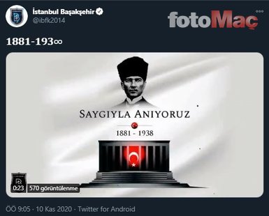 Spor camiası 10 Kasım’da Atatürk’ü andı! İşte paylaşımlar...