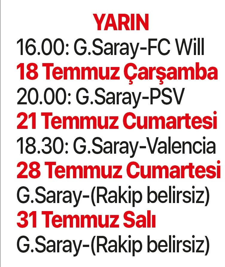 Iste Galatasaray In Mac Programi Son Dakika Galatasaray Haberleri Fotomac
