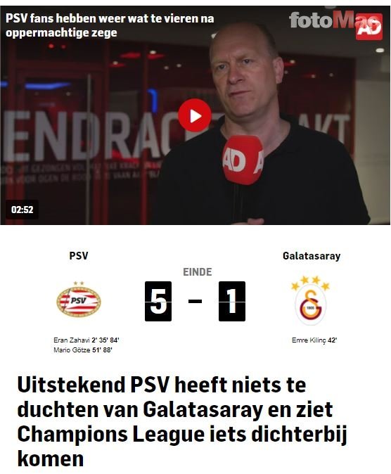 Son dakika spor haberi: PSV Eindhoven-Galatasaray maçını dünya basını böyle gördü!