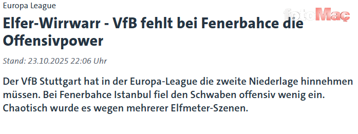 Fenerbahçe'nin zaferi Alman basınında manşetlere taşındı! "Stuttgart İstanbul cehenneminde kaybetti"