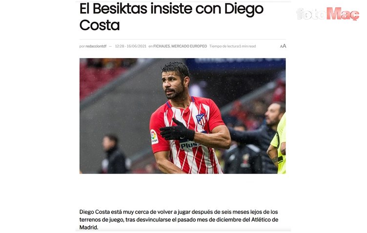 Son dakika transfer haberleri: İspanyollar duyurdu! Beşiktaş ve Diego Costa...