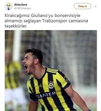 F.Bahçelilerden Trabzonspor’a Giuliano teşekkürü