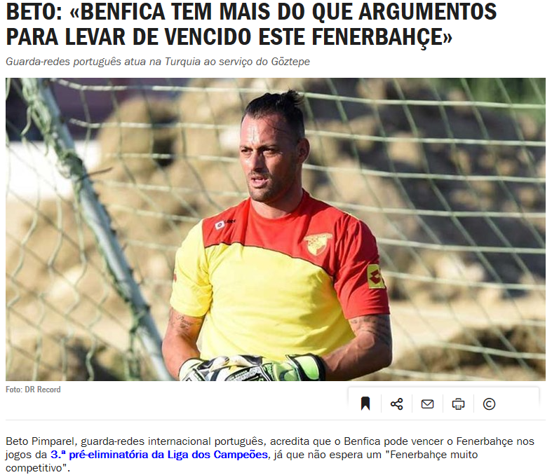 Goztepeli Beto Benfica Turu Gecer Son Dakika Fenerbahce Haberleri Fotomac