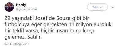 Sosyal medyada Josef de Souza tepkileri