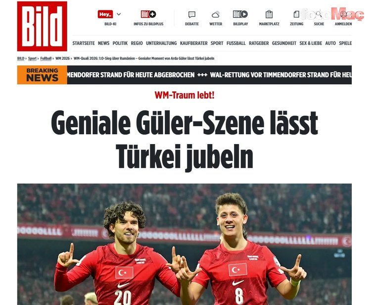 Milli Takım'ın Romanya zaferi dış basında! Arda Güler'e övgüler yağdı