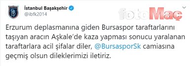 Süper Lig ekiplerinden Bursaspor camiasına geçmiş olsun mesajı!