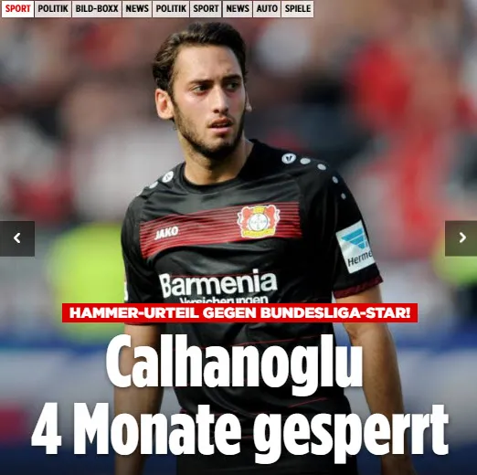 Hakan Çalhanoğlu'na 4 ay futboldan men cezası - 1