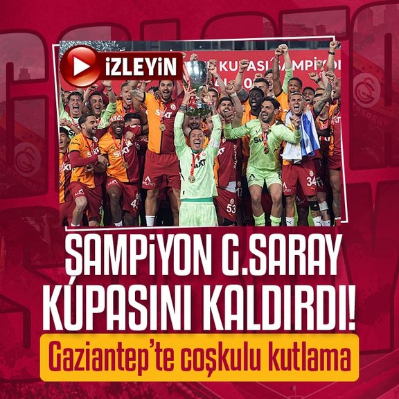 Şampiyon Galatasaray kupasını kaldırdı!