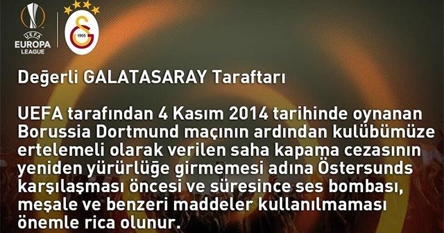 Galatasaray Dan Taraftara Uyari Son Dakika Galatasaray Haberleri Fotomac