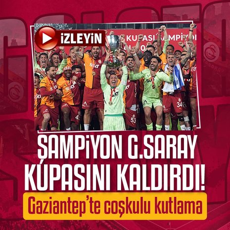 Şampiyon Galatasaray kupasını kaldırdı!
