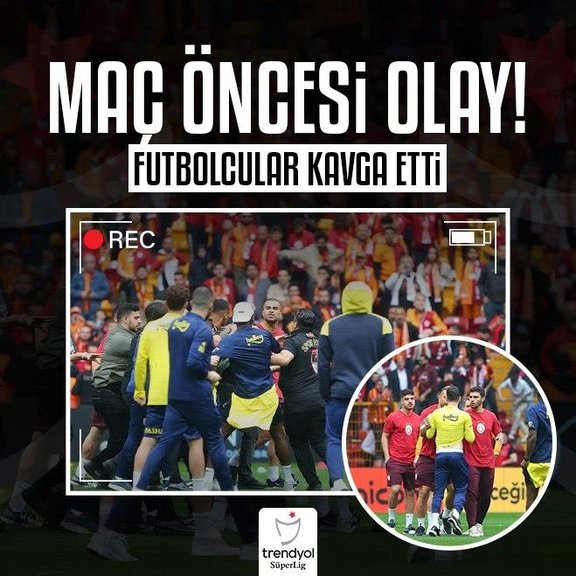 Galatasaray - Fenerbahçe maçı öncesi gerginlik! Futbolcular saha içinde tartıştı