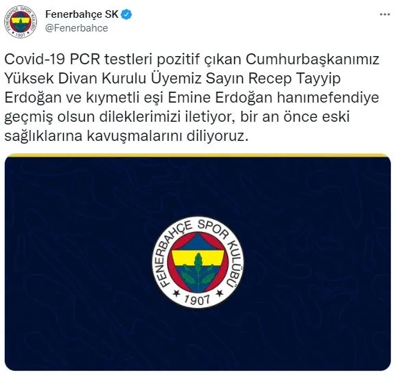 Süper Lig ekiplerinden Başkan Recep Tayyip Erdoğan ve eşi Emine Erdoğan'a geçmiş olsun mesajları! - 2