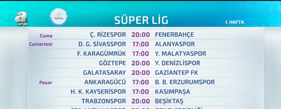 Iste Super Lig De 1 Hafta Fiksturu Videosunu Izle Fotomac Tv