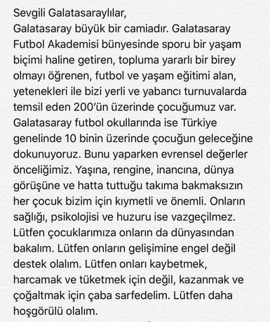 Galatasaray Futbol Akademisi konuyla ilgili açıklama yaptı: Hoşgörülü olalım