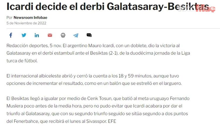 GALATASARAY HABERLERİ - Mauro Icardi'nin Beşiktaş'a attığı goller dünya basınında yankılandı!