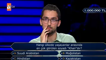 Milyoner'de 1 milyon TL'lik Khan sorusu!