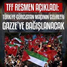<p>TFF, Türkiye-Gürcistan maçının tribün gelirlerinin Gazze halkına bağışlanacağını açıkladı.</p>
<p>TFF'den yapılan açıklama;</p>
<p>"TFF Yönetim Kurulu, 2026 FIFA Dünya Kupası Avrupa Elemeleri E Grubu'nda yarın oynanacak Türkiye - Gürcistan maçının tribün gelirlerini insanlık dramı yaşayan Gazze halkına bağışlama kararı almıştır.  Tüm dünyanın gözü önünde gerçekleşen bu soykırımı bir kez daha lanetliyor, tüm taraftarlarımızı Kocaeli Stadyumu'nda saat 21.45'te başlayacak mücadelede tek ses, tek yürek olarak Ay-Yıldızlı ekibimizi desteklemeye davet ediyoruz." ifadeleri yer aldı.</p>