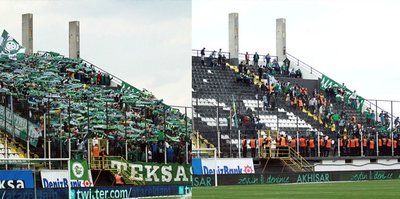 Bursaspor taraftarı tribünü terk etti