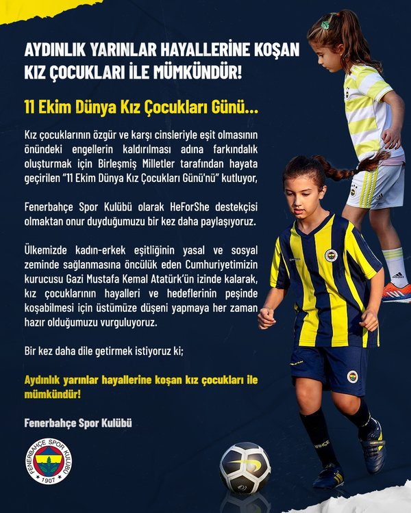 Fenerbahce Den 11 Ekim Dunya Kiz Cocuklari Gunu Paylasimi Fotomac