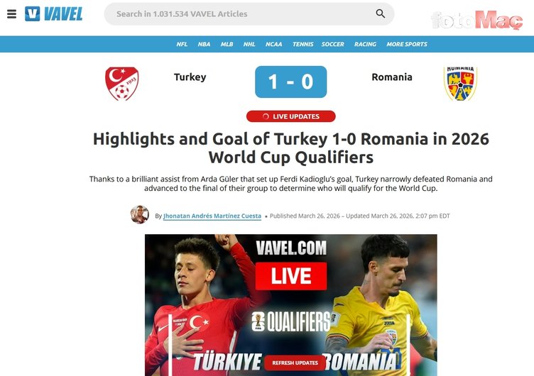 Milli Takım'ın Romanya zaferi dış basında! Arda Güler'e övgüler yağdı