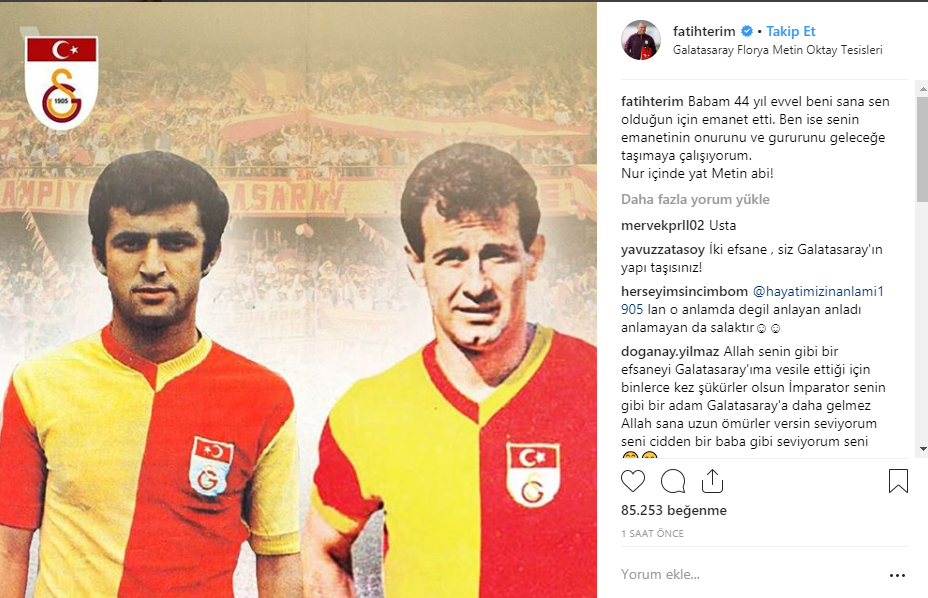 Fatih Terim Den Metin Oktay Paylasimi Son Dakika Galatasaray Haberleri Fotomac