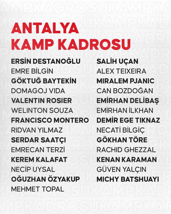 Beşiktaş'ın Antalya kampı kadrosu açıklandı!
