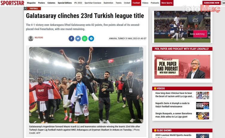 Galatasaray'ın şampiyonluğu dünya basınında ses getirdi: Hesabı Icardi kesti!