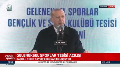 Başkan Recep Tayyip Erdoğan Ankara Geleneksel Sporlar Tesisi açılışında konuştu
