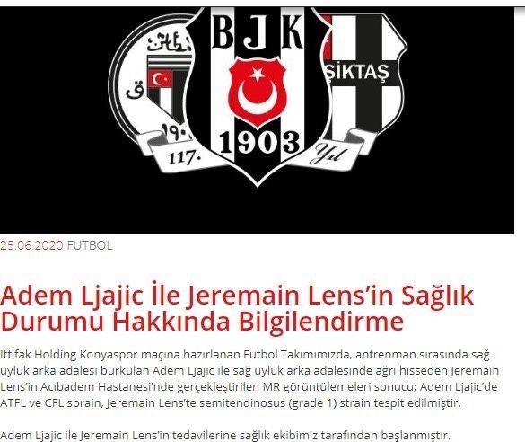 Besiktas Ta Flas Sakatlik Lens Ve Ljajic Son Dakika Besiktas Haberleri Fotomac