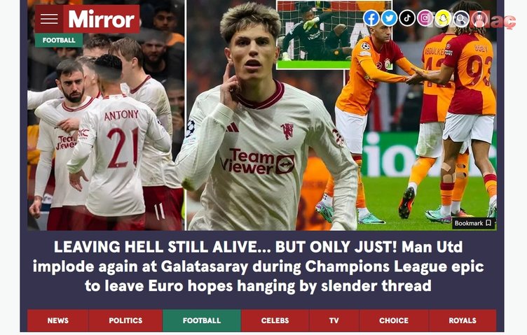 Galatasaray'ın Man United karşısındaki geri dönüşüne dış basından flaş yorum!