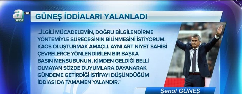 Şenol Güneş'ten iddialara yalanlama