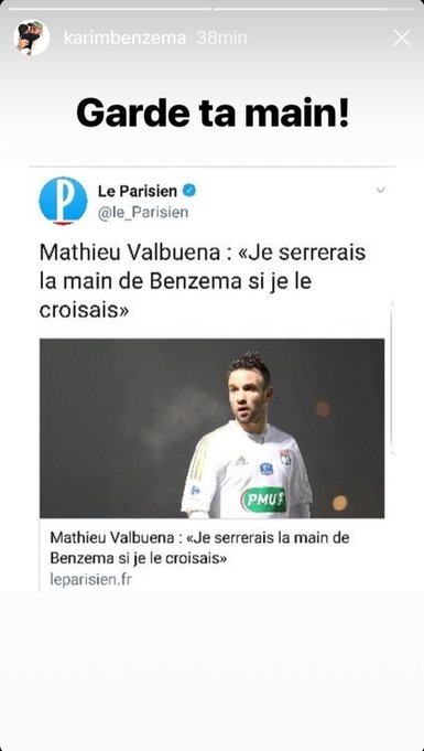 Benzema’dan Valbuena’ya şok yanıt