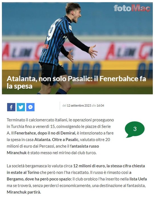 Atalanta'dan Fenerbahçe'ye beklenmedik transfer! Herkes Pasalic derken...