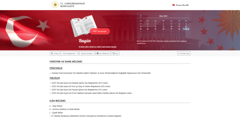 resmi-gazete-2025-resmi-gazete-karari-yayimlandi-mi-resmi-gazete-kararlari-19-ekim-pazar-1760852558110.png 19 Ekim Pazar Resmi Gazete kararları