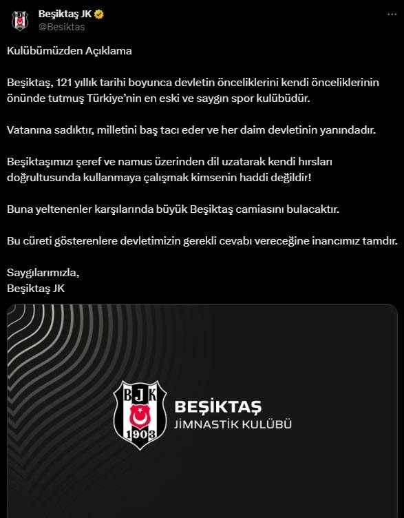 Beşiktaş'tan açıklama- Beşiktaş