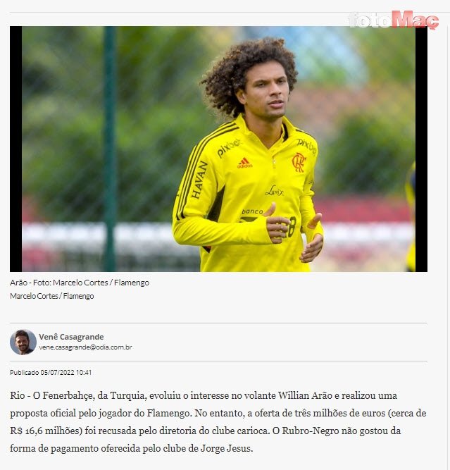 Fenerbahçe'de Willian Arao gelişmesi! Flamengo'dan resmi teklife cevap
