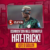 <p>Dünya Kupası Afrika Elemeleri C Grubu'nda Nijerya, evinde Benin'i ağırladı. Karşılaşmaya etkili başlayan Nijerya, yıldız golcüsü Victor Osimhen'in 3. ve 37. ve 51. dakikalarda attığı gollerle 3-0 öne geçti. Galatasaray'daki formunu milli takıma da taşıyan Osimhen, bu gollerle adeta kaldığı yerden devam etti.</p>
<p><strong>İŞTE OSIMHEN'İN GOLLERİ</strong></p>
<p> </p>
<blockquote class="twitter-tweet" data-media-max-width="560">
<p dir="ltr"><a href="https://t.co/oPX19HzeZv" rel="nofollow">pic.twitter.com/oPX19HzeZv</a></p>
&mdash; topysceltics (@topysceltics) <a href="https://twitter.com/topysceltics/status/1978129544058904699?ref_src=twsrc%5Etfw" rel="nofollow">October 14, 2025</a></blockquote>
<script async="" src="https://platform.twitter.com/widgets.js" charset="utf-8"></script>
<p> </p>
<p> </p>
<blockquote class="twitter-tweet" data-media-max-width="560">
<p dir="ltr"><a href="https://t.co/4XzRJEzQ26" rel="nofollow">pic.twitter.com/4XzRJEzQ26</a></p>
&mdash; topysceltics (@topysceltics) <a href="https://twitter.com/topysceltics/status/1978138225450369113?ref_src=twsrc%5Etfw" rel="nofollow">October 14, 2025</a></blockquote>
<script async="" src="https://platform.twitter.com/widgets.js" charset="utf-8"></script>
<blockquote class="twitter-tweet" data-media-max-width="560">
<p dir="ltr"><a href="https://t.co/43hPVxeUsq" rel="nofollow">pic.twitter.com/43hPVxeUsq</a></p>
— topysceltics (@topysceltics) <a href="https://twitter.com/topysceltics/status/1978146684166083011?ref_src=twsrc%5Etfw" rel="nofollow">October 14, 2025</a></blockquote>
<script async="" src="https://platform.twitter.com/widgets.js" charset="utf-8"></script>
<p> </p>