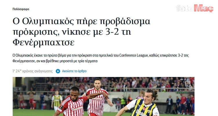 Yunan basını Olympiakos - Fenerbahçe maçını böyle gördü! "Olympiakos strese girdi"