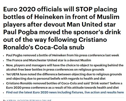 Her şey Paul Pogba'yla başladı... EURO 2020'de tarihi karar! Müslüman futbolcuların önüne alkollü içecek konmayacak - 1