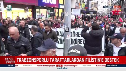 >Trabzonspor taraftarları Filistin'e destek için yürüdü