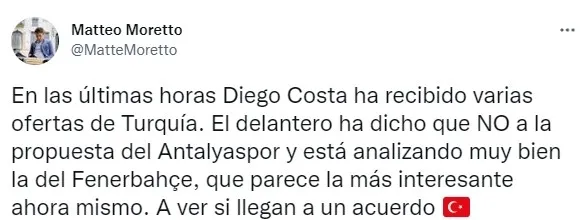 Fenerbahçe'den transfer bombası! Diego Costa... - 1