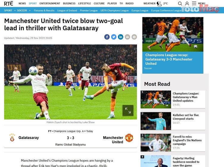 Galatasaray'ın Man United karşısındaki geri dönüşüne dış basından flaş yorum!
