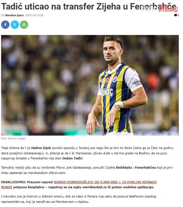Fenerbahçe'de şoke eden Hakim Ziyech gerçeği! Dusan Tadic...