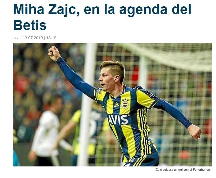 Fenerbahceli Miha Zajc A Real Betis Talip Oldu Son Dakika Fenerbahce Haberleri Fotomac