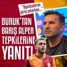 <p>Galatasaray, Şampiyonlar Ligi'ndeki üçüncü maçında sahasında ağırladığı Bodo/Glimt'i 3-1'lik skorla mağlup ederek üçüncü maçında ikinci galibiyetini aldı.</p>
<p>Mücadele sonrası açıklamalarda bulunan sarı kırmızılı ekibin teknik direktörü, Barış Alper Yılmaz'a oyundan çıkarken sarı kırmızılı taraftarların gösterdiği tepkiyle ilgili de konuştu.</p>
<p><strong>"DAHA ÇOK DESTEK..."</strong></p>
<p>"Oyuncularıma teşekkür etmek istiyorum. Hepsi muhteşemdi bugün" diyen Buruk, Barış Alper'in ıslıklanmasıyla ilgili ise "Oyuncularım girip çıkarken oyuncularımın daha çok desteğe ihtiyacı olduğunu hatırlatmak istiyorum. Bütün oyuncularımız çok değerli. Onları iyi günde, kötü günde destekleyelim. Barış Alper Yılmaz'a gösterilen tepkiyi anlamak zor. Bu oyuncular her şeylerini vererek mücadele ediyorlar. Oyuncularımız bizim için çok önemli. Galip durumdayken, buna anlam vermek zor oluyor" ifadelerini kullandı.</p>
<p> </p>
<blockquote class="twitter-tweet">
<p dir="ltr">🦁 Okan Buruk: Barış Alper Yılmaz'a gösterilen tepkiyi anlamak zor. Bu oyuncular her şeylerini vererek mücadele ediyorlar. Oyuncularımız bizim için çok önemli. Galip durumdayken, buna anlam vermek zor oluyor. <a href="https://t.co/I4CbgSYX3I" rel="nofollow">pic.twitter.com/I4CbgSYX3I</a></p>
— A Spor (@aspor) <a href="https://twitter.com/aspor/status/1981085169722261626?ref_src=twsrc%5Etfw" rel="nofollow">October 22, 2025</a></blockquote>
<script async="" src="https://platform.twitter.com/widgets.js" charset="utf-8"></script>
<p> </p>
<p> </p>
<div class="ContentRelation ftm" data-close-button="true" relation-id="31d28d23-ba09-42b5-92a6-273405cf2f1b" slave-id="00c4a76f-d967-4ed7-afc7-a085cffecf64" template="78" title="galatasaray-taraftarindan-baris-alper-yilmaza-sok-tepki" type="HABER">
<div class="news-similar red">
<div class="pic-area"><a href="/galatasaray/2025/10/22/galatasaray-taraftarindan-baris-alper-yilmaza-sok-tepki"><img src="https://iaftm.tmgrup.com.tr/7b2840/176/105/0/0/800/477?u=https://iftm.tmgrup.com.tr/2025/10/22/galatasaray-taraftarindan-baris-alper-yilmaza-sok-tepki-1761157266462.jpeg" style="height:105px; width:176px"> </a></div>
<a class="news-title" href="/galatasaray/2025/10/22/galatasaray-taraftarindan-baris-alper-yilmaza-sok-tepki"><span class="title-wrapper"> <span> G.Saray taraftarından Barış Alper'e şok tepki! </span> <span class="read-more"> <span href="/galatasaray/2025/10/22/galatasaray-taraftarindan-baris-alper-yilmaza-sok-tepki"> Devamını Oku <i class="flatWeb flaticon-next"></i> </span> </span> </span> <span class="next-news"> <span href="/galatasaray/2025/10/22/galatasaray-taraftarindan-baris-alper-yilmaza-sok-tepki"> BUNU DA OKU <i class="flatWeb flaticon-comment"></i> </span> </span> </a></div>
</div>
<div class="ContentRelation ftm" data-close-button="true" relation-id="8f69f630-d907-4b88-bf48-d428bea94bb0" slave-id="91a5a0b2-83f7-4156-ba2b-e4d867ef47ff" template="76" title="okan-buruk-bodoglimt-zaferini-degerlendirdi" type="HABER">
<div class="news-similar blue">
<div class="pic-area"><a href="/galatasaray/2025/10/22/okan-buruk-bodoglimt-zaferini-degerlendirdi-cok-daha-farkli-bir-skor-olabilirdi"><img src="https://iaftm.tmgrup.com.tr/36aaf2/176/105/0/0/800/478?u=https://iftm.tmgrup.com.tr/2025/10/22/okan-buruk-bodoglimt-zaferini-degerlendirdi-cok-daha-farkli-bir-skor-olabilirdi-1761161246613.jpeg" style="height:105px; width:176px"> </a></div>
<a class="news-title" href="/galatasaray/2025/10/22/okan-buruk-bodoglimt-zaferini-degerlendirdi-cok-daha-farkli-bir-skor-olabilirdi"><span class="title-wrapper"> <span> Okan Buruk Bodo/Glimt zaferini değerlendirdi! </span> <span class="read-more"> <span href="/galatasaray/2025/10/22/okan-buruk-bodoglimt-zaferini-degerlendirdi-cok-daha-farkli-bir-skor-olabilirdi"> Devamını Oku <i class="flatWeb flaticon-next"></i> </span> </span> </span> <span class="next-news"> <span href="/galatasaray/2025/10/22/okan-buruk-bodoglimt-zaferini-degerlendirdi-cok-daha-farkli-bir-skor-olabilirdi"> BUNU DA OKU <i class="flatWeb flaticon-comment"></i> </span> </span> </a></div>
</div>
<div class="ContentRelation ftm" data-close-button="true" relation-id="572d7461-8ffe-4049-a42e-2ab3d9c5d83a" slave-id="cc9cfc08-4781-43ac-9a1b-e709bf6c4026" template="75" title="galatasarayin-kasasi-doldu-bodoglimt-zaferi-sonrasi" type="HABER">
<div class="news-similar">
<div class="pic-area"><a href="/galatasaray/2025/10/22/galatasarayin-kasasi-doldu-bodoglimt-zaferi-sonrasi"><img src="https://iaftm.tmgrup.com.tr/35c9cf/176/105/0/0/2048/1221?u=https://iftm.tmgrup.com.tr/2025/10/22/galatasarayin-kasasi-doldu-bodoglimt-zaferi-sonrasi-1761159314370.jpg" style="height:105px; width:176px"> </a></div>
<a class="news-title" href="/galatasaray/2025/10/22/galatasarayin-kasasi-doldu-bodoglimt-zaferi-sonrasi"><span class="title-wrapper"> <span> G.Saray'ın kasası doldu! </span> <span class="read-more"> <span href="/galatasaray/2025/10/22/galatasarayin-kasasi-doldu-bodoglimt-zaferi-sonrasi"> Devamını Oku <i class="flatWeb flaticon-next"></i> </span> </span> </span> <span class="next-news"> <span href="/galatasaray/2025/10/22/galatasarayin-kasasi-doldu-bodoglimt-zaferi-sonrasi"> BUNU DA OKU <i class="flatWeb flaticon-comment"></i> </span> </span> </a></div>
</div>
<p> </p>