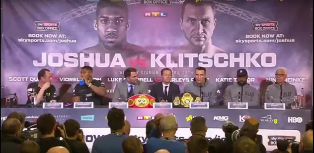 Joshua ve Klitschko dev maç öncesi basının karşısına geçti - 1