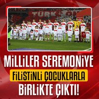Milliler seremoniye Filistinli çocuklarla çıktı!