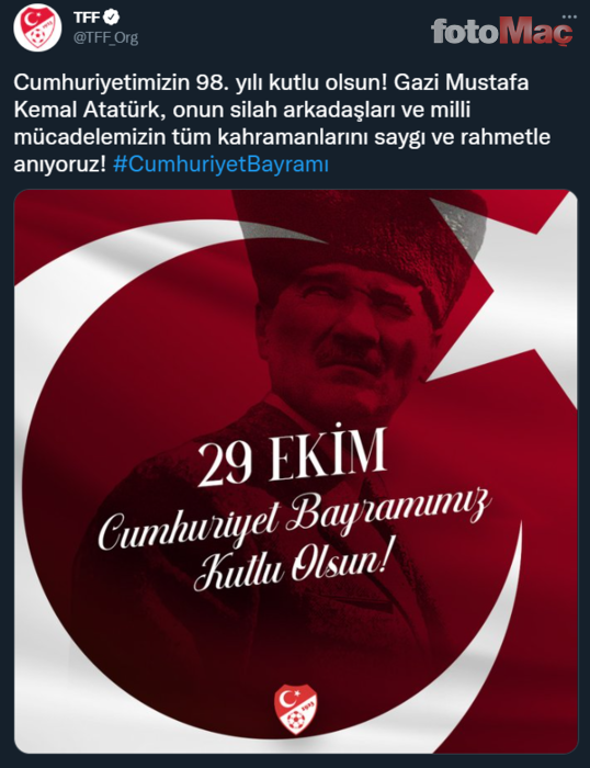 Spor camiasından 29 Ekim Cumhuriyet Bayramı mesajları