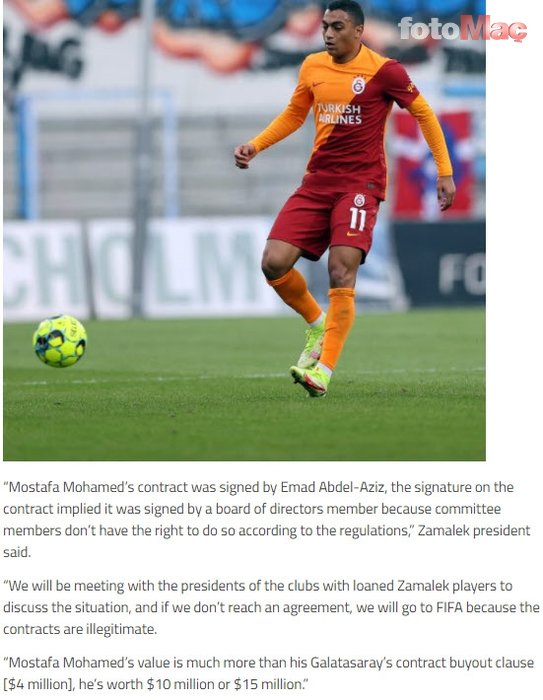 GALATASARAY HABERLERİ: Zamalek'tan Mostafa Mohamed açıklaması! "FIFA'ya gideceğiz"