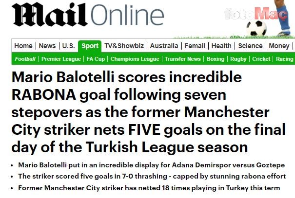 Mario Balotelli'nin Göztepe'ye attığı gol dünya basınında!